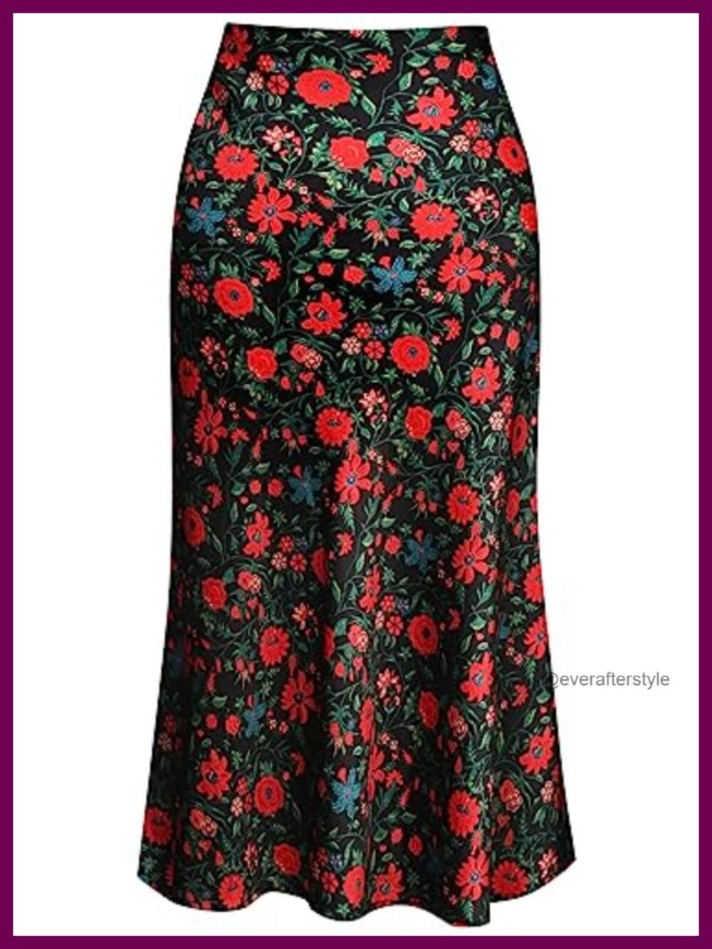 Silk Satin Leopard Midi Skirt High Waist A-Line